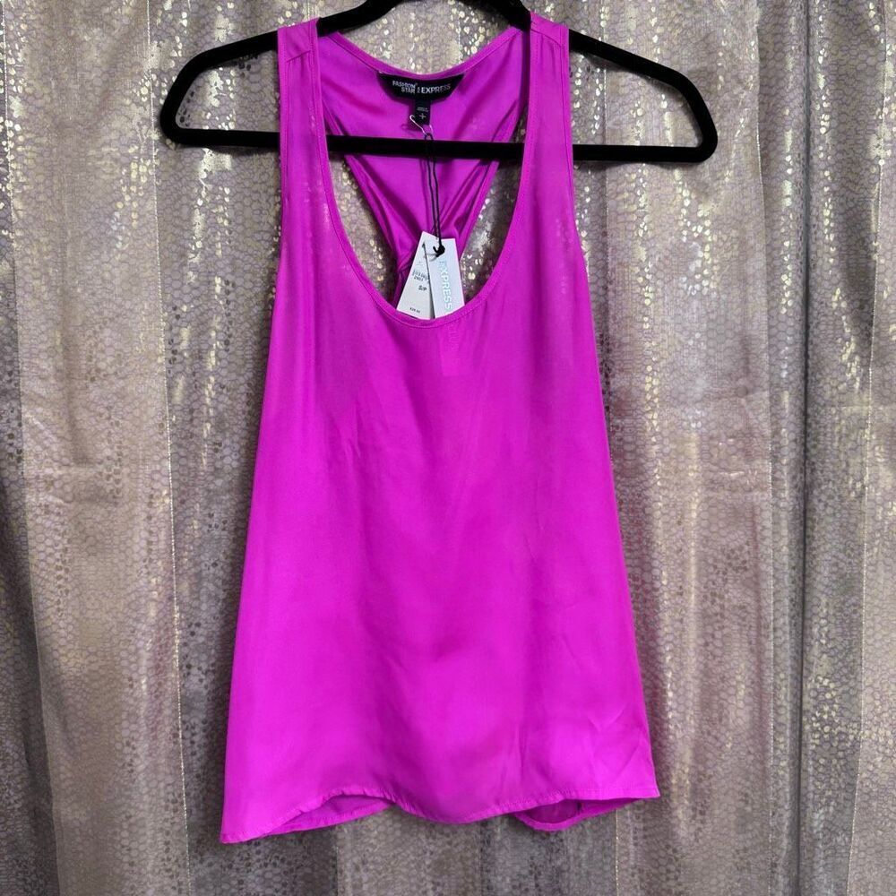 2000's‎ Fashion Star For Express Neon Magenta Pink Tie Back Tank Top Small NWT